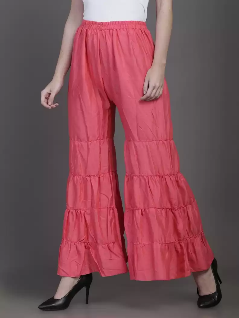 TANDUL  Regular Fit Women Pink Rayon Trousers