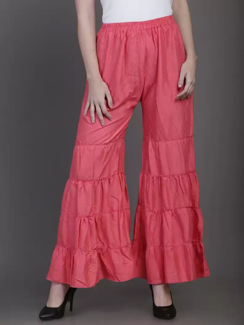 TANDUL  Regular Fit Women Pink Rayon Trousers