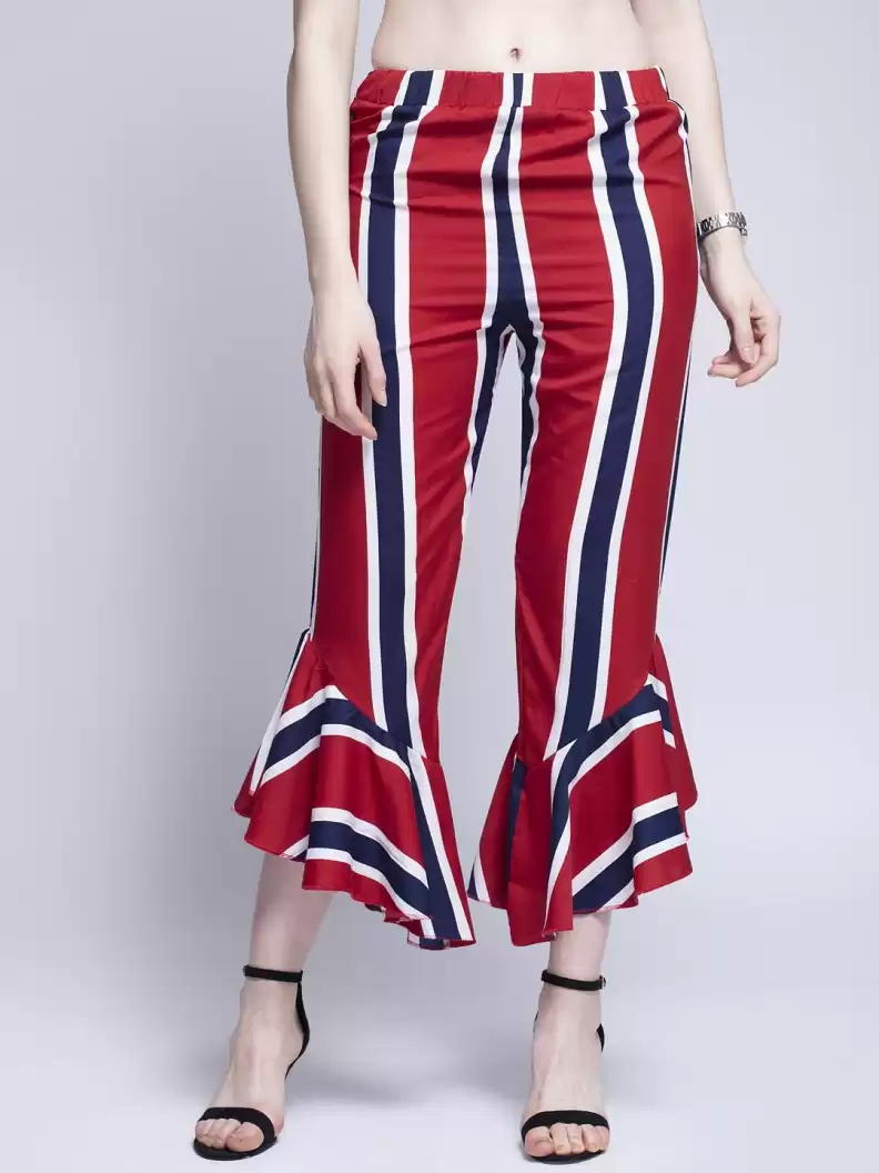 TANDUL  Regular Fit Women Multicolor Crepe Trousers