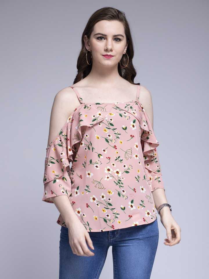 Casual Noodle Straps Printed Women Multicolor Top