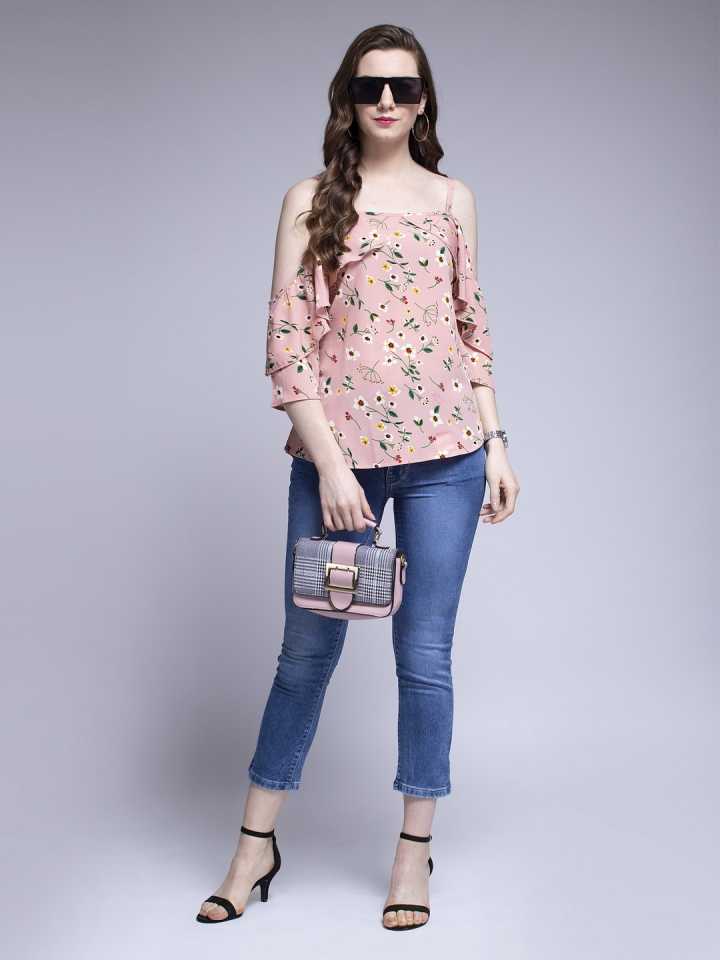 Casual Noodle Straps Printed Women Multicolor Top