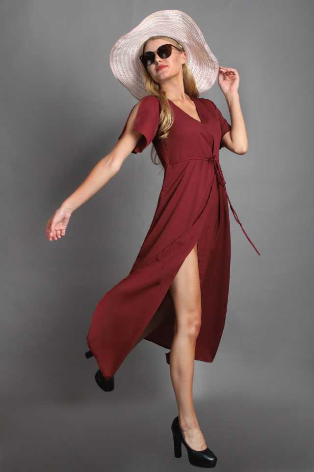 TANDUL  Women Maxi Maroon Dress