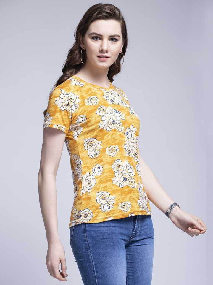 TANDUL  Printed Women Round Neck Multicolor T-Shirt