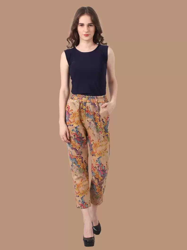 TANDUL  Regular Fit Women Multicolor Viscose Blend Trousers