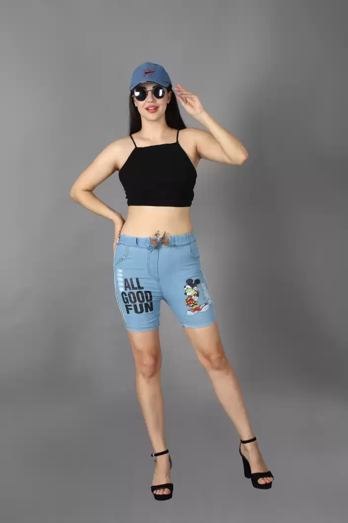 TANDUL  Graphic Print Women Blue Basic Shorts