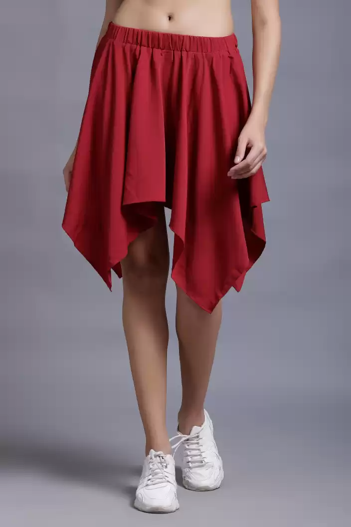 TANDUL  Women Solid Flared Maroon Skirt