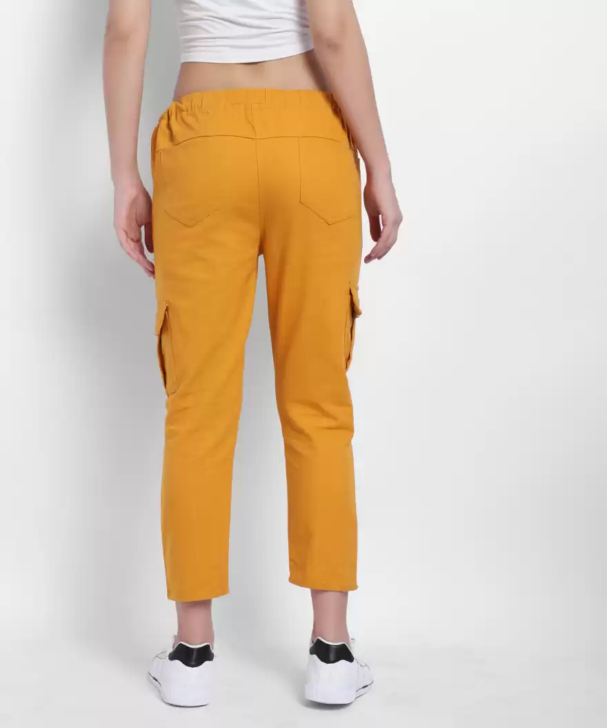 TANDUL  Regular Fit Women Yellow Cotton Blend Trousers