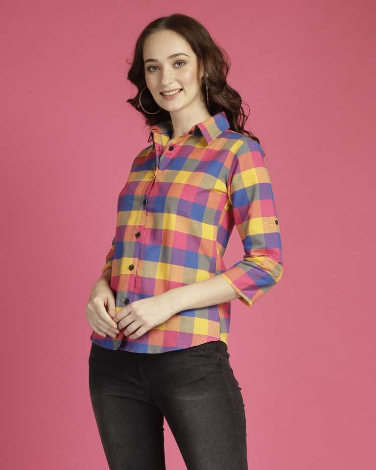 TANDUL  Women Regular Fit Checkered Casual Shirt