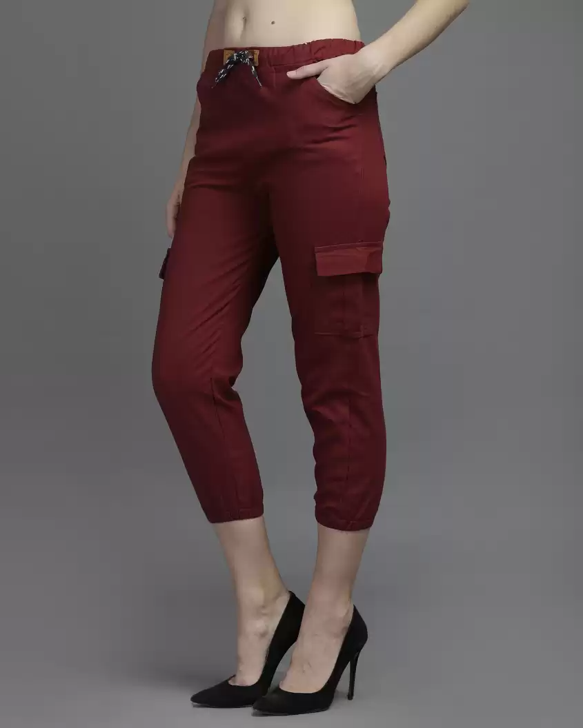 TANDUL  Regular Fit Women Maroon Pure Cotton Trousers