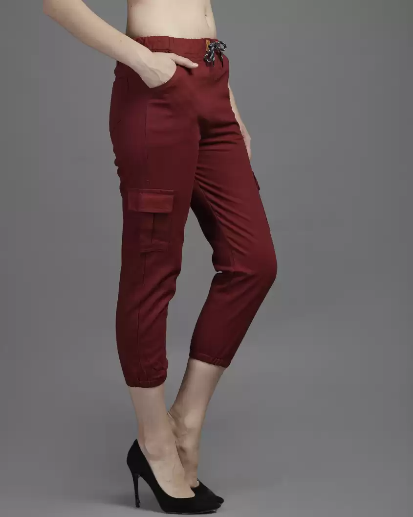 TANDUL  Regular Fit Women Maroon Pure Cotton Trousers