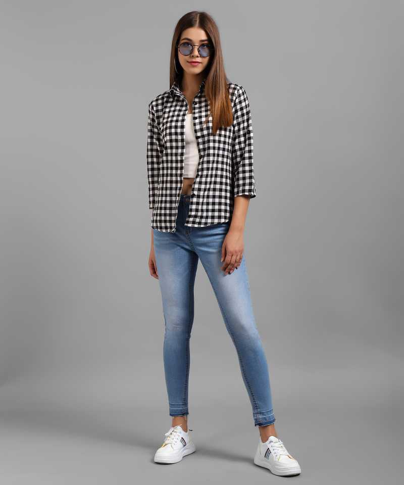 TANDUL  Women Regular Fit Self Design, Checkered Casual Shirt