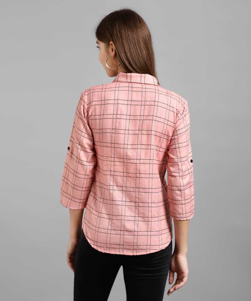 TANDUL  Women Regular Fit Checkered Spread Collar Casual Shirt