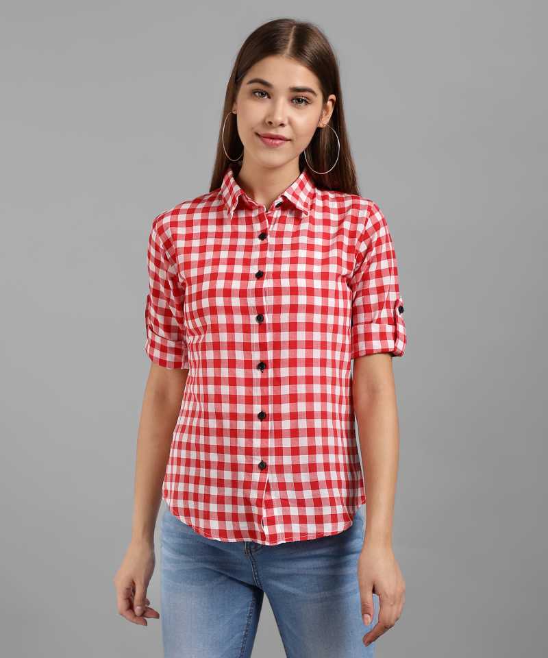 TANDUL  Women Regular Fit Self Design, Checkered Casual Shirt