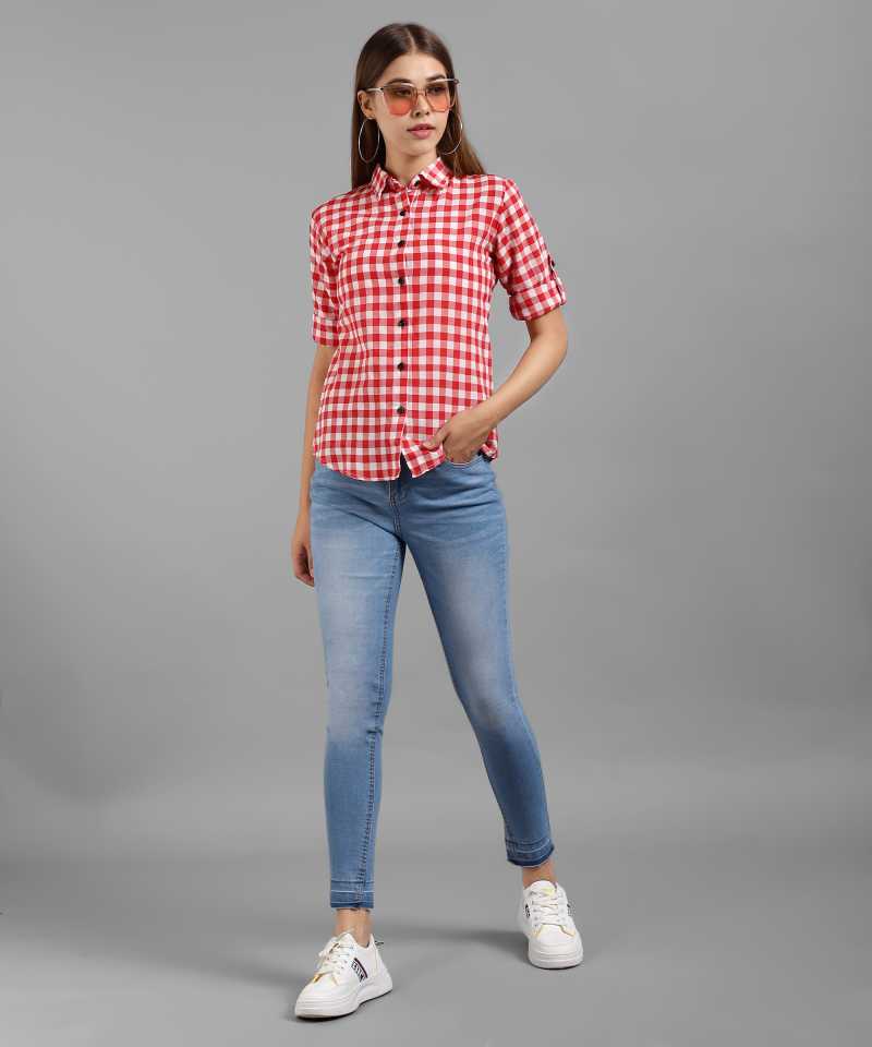 TANDUL  Women Regular Fit Self Design, Checkered Casual Shirt