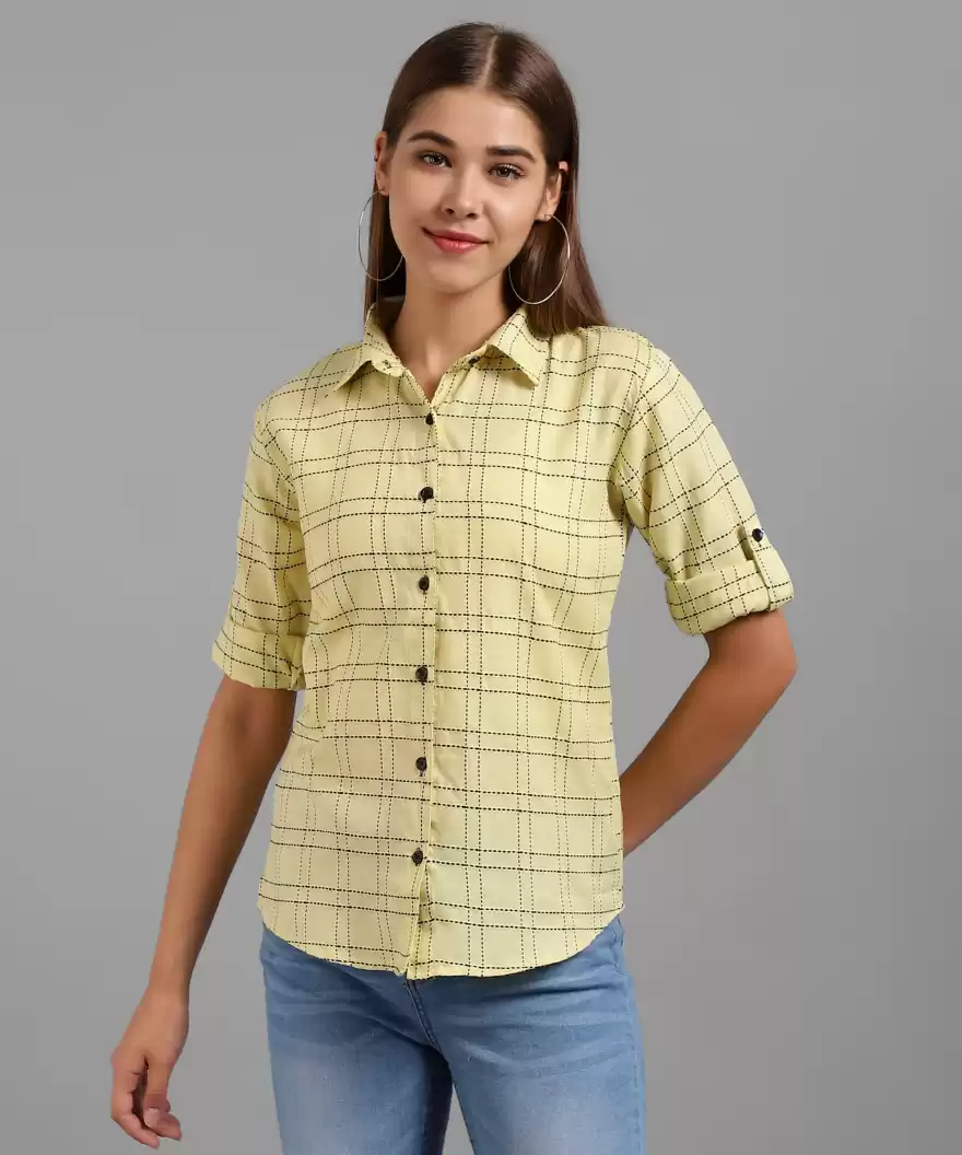 TANDUL  Women Regular Fit Checkered Formal Shirt