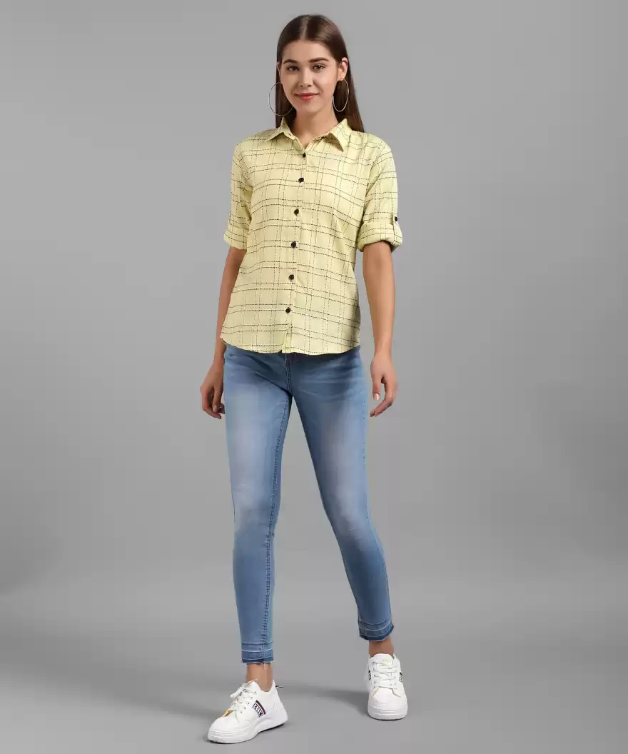 TANDUL  Women Regular Fit Checkered Formal Shirt