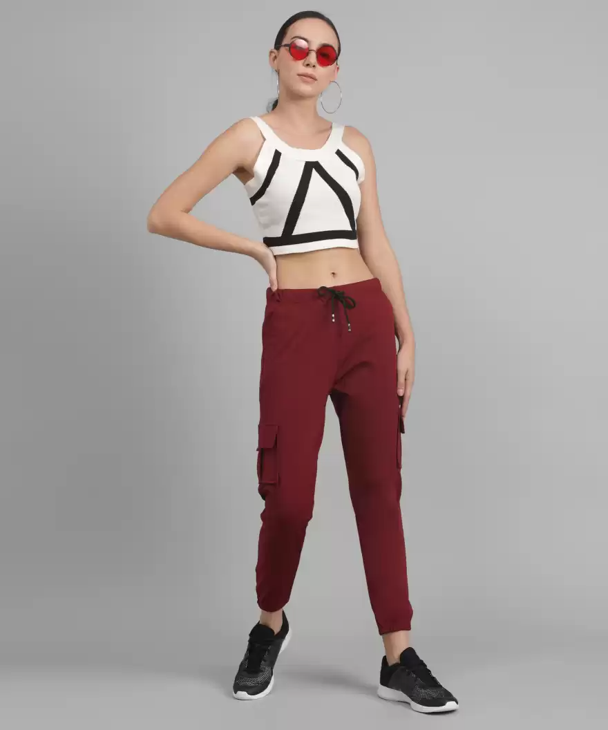 TANDUL  Regular Fit Women Maroon Lycra Blend Trousers