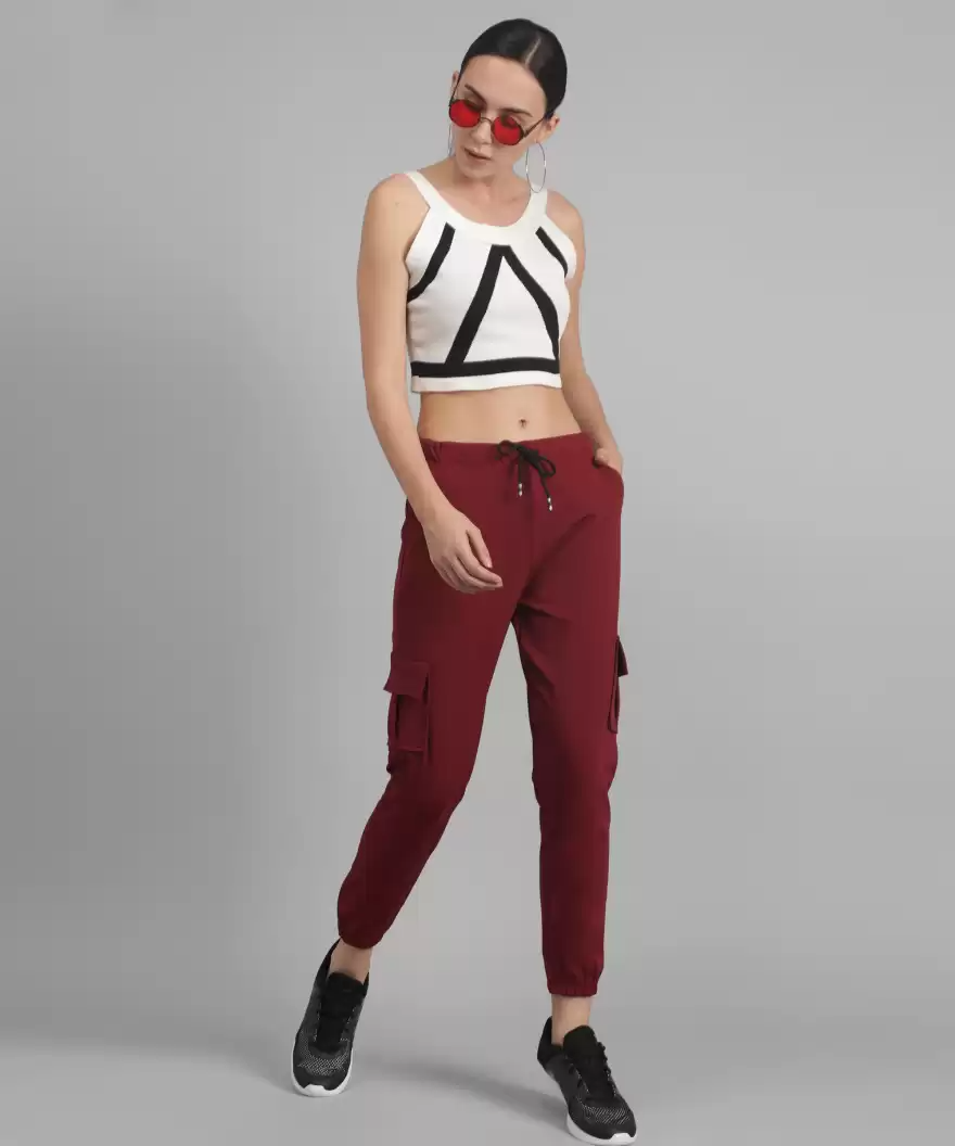 TANDUL  Regular Fit Women Maroon Lycra Blend Trousers