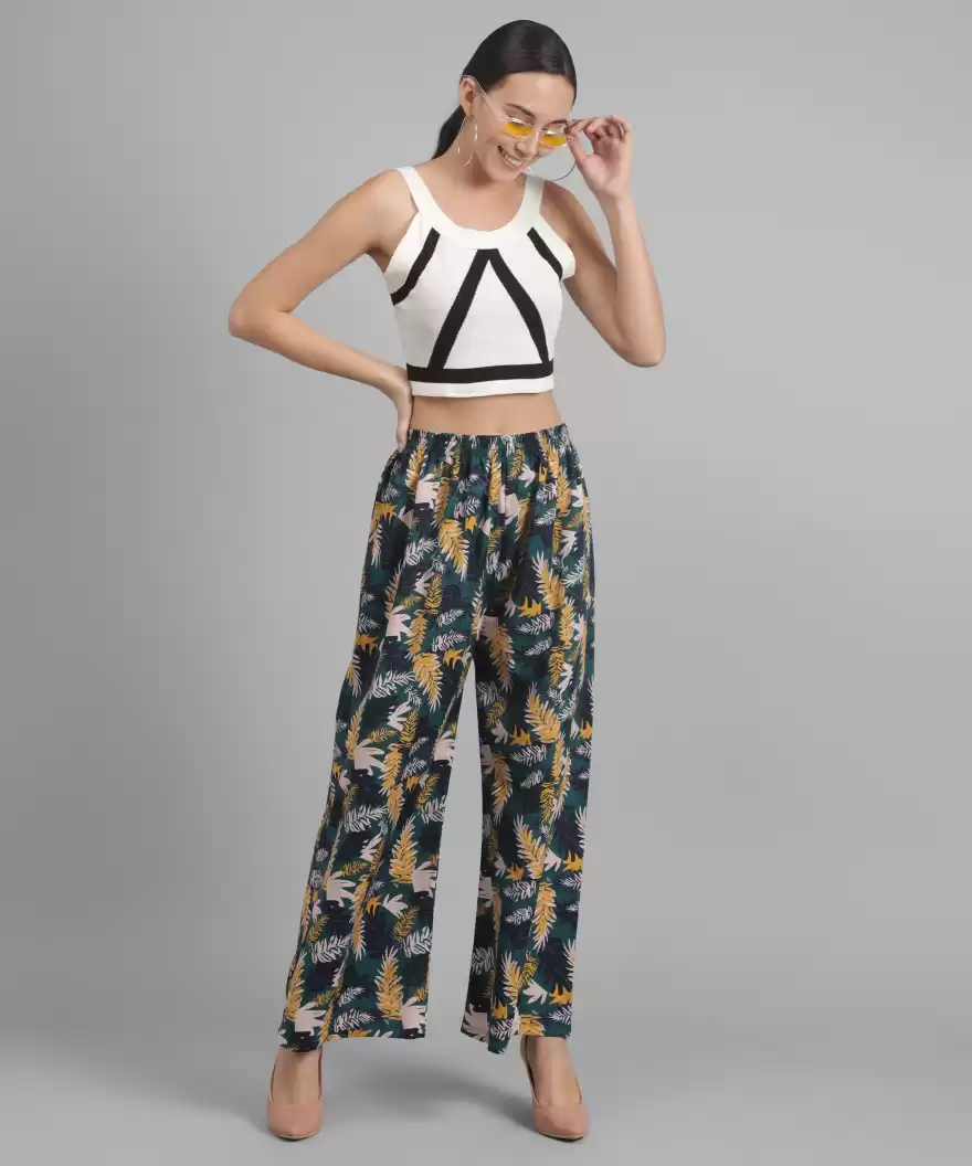 TANDUL  Regular Fit Women Multicolor Crepe Trousers