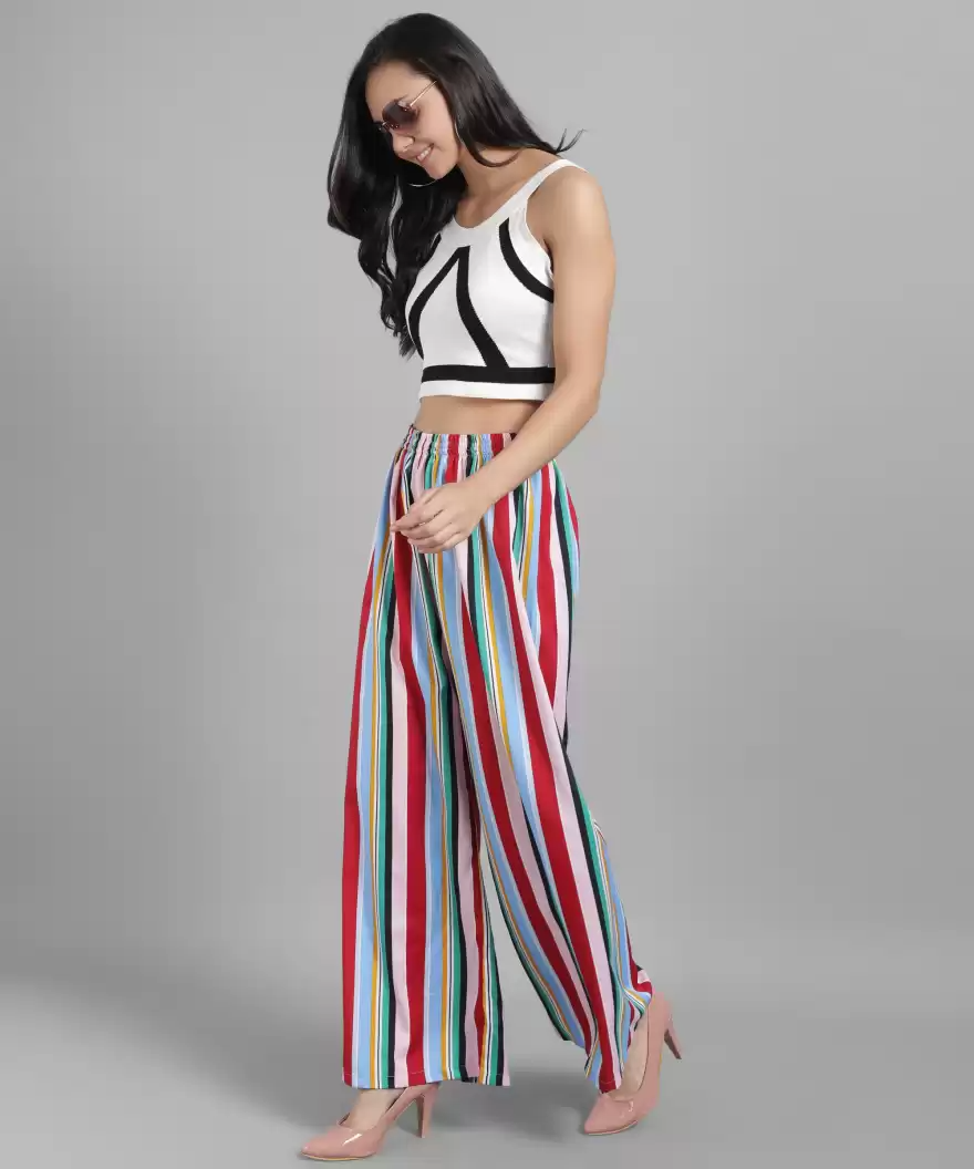 TANDUL  Regular Fit Women Multicolor Crepe Trousers