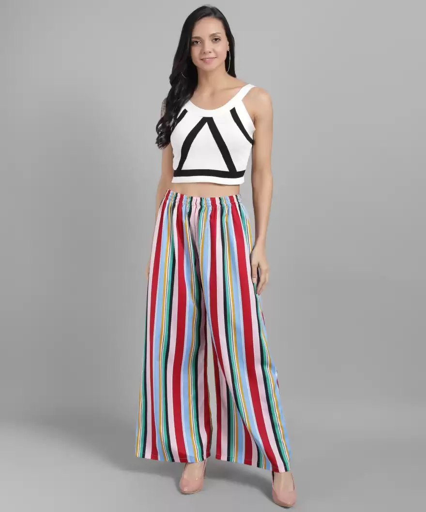 TANDUL  Regular Fit Women Multicolor Crepe Trousers