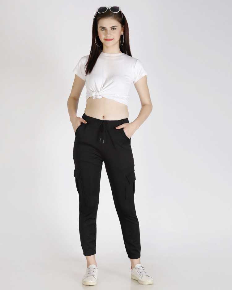 Regular Fit Women Black Viscose Blend Trousers