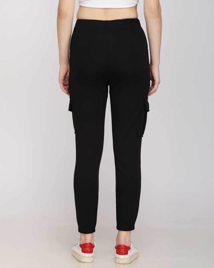 Regular Fit Women Black Viscose Blend Trousers