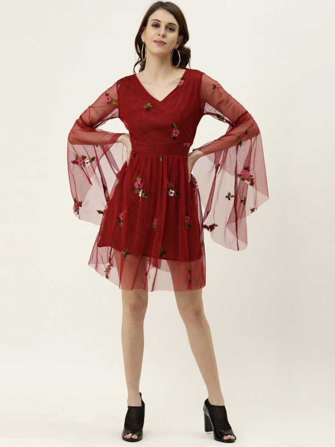 Women A-line Maroon Dress