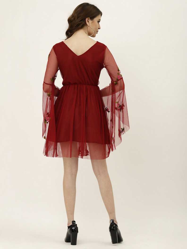 Women A-line Maroon Dress