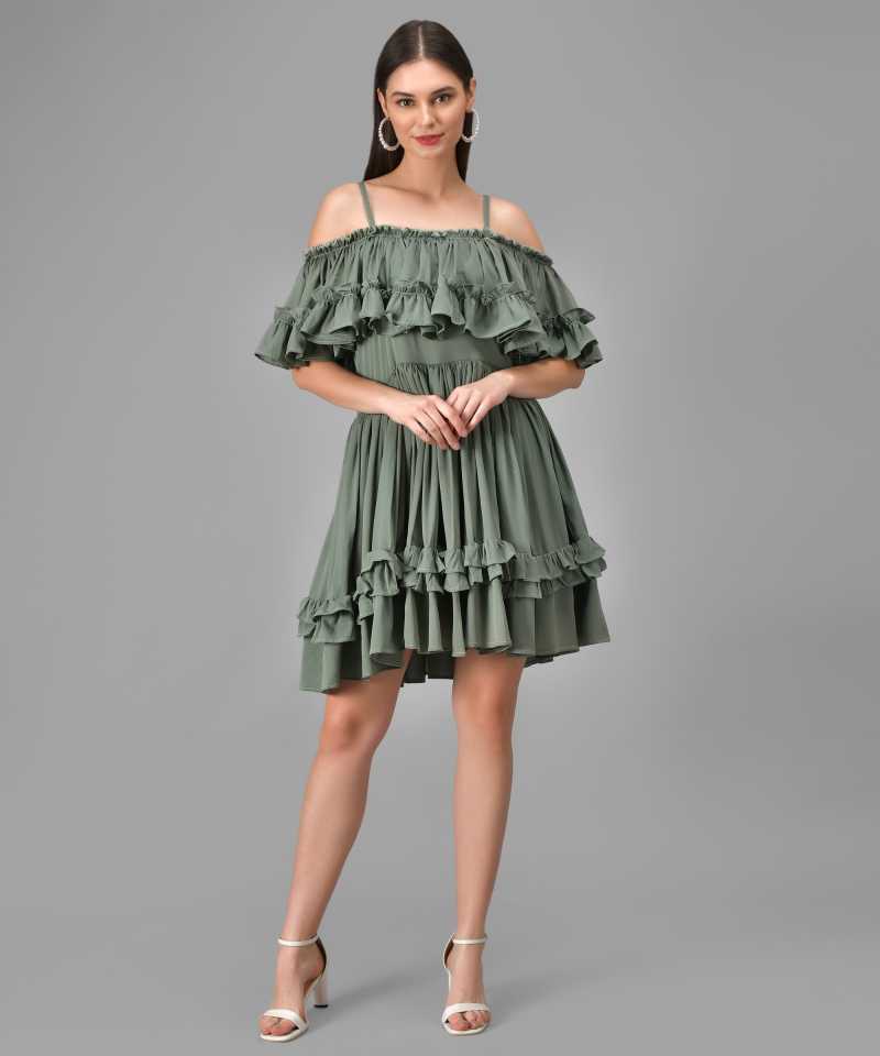 TANDUL  Women Layered Green Dress