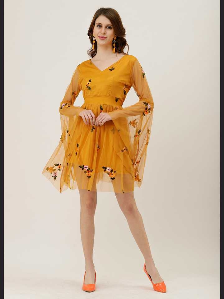 TANDUL  Women A-line Yellow Dress