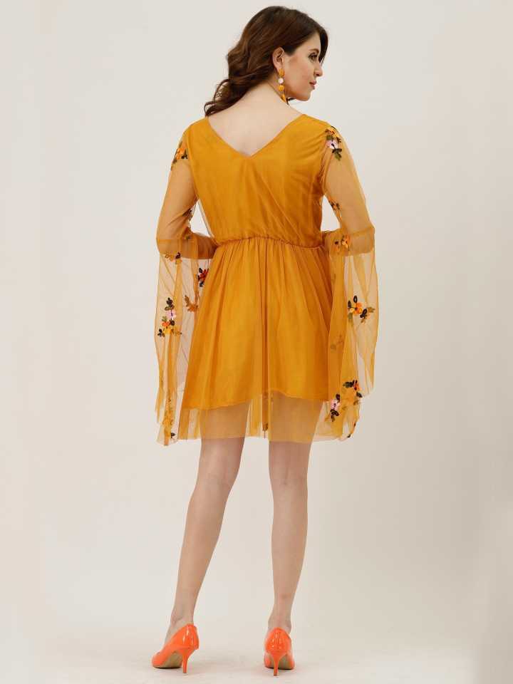 TANDUL  Women A-line Yellow Dress