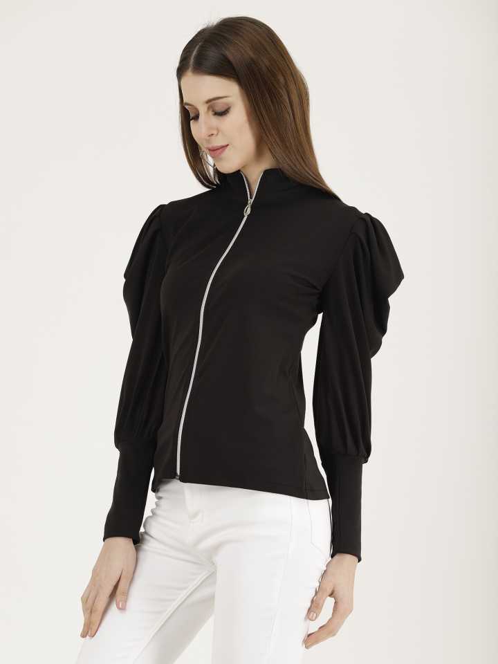 Casual Regular Sleeves Solid Women Black Top