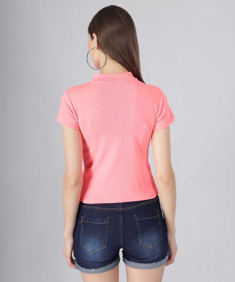 Casual Regular Sleeves Solid Women Pink Top