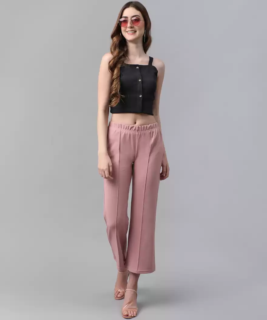 TANDUL  Regular Fit Women Pink Lycra Blend Trousers