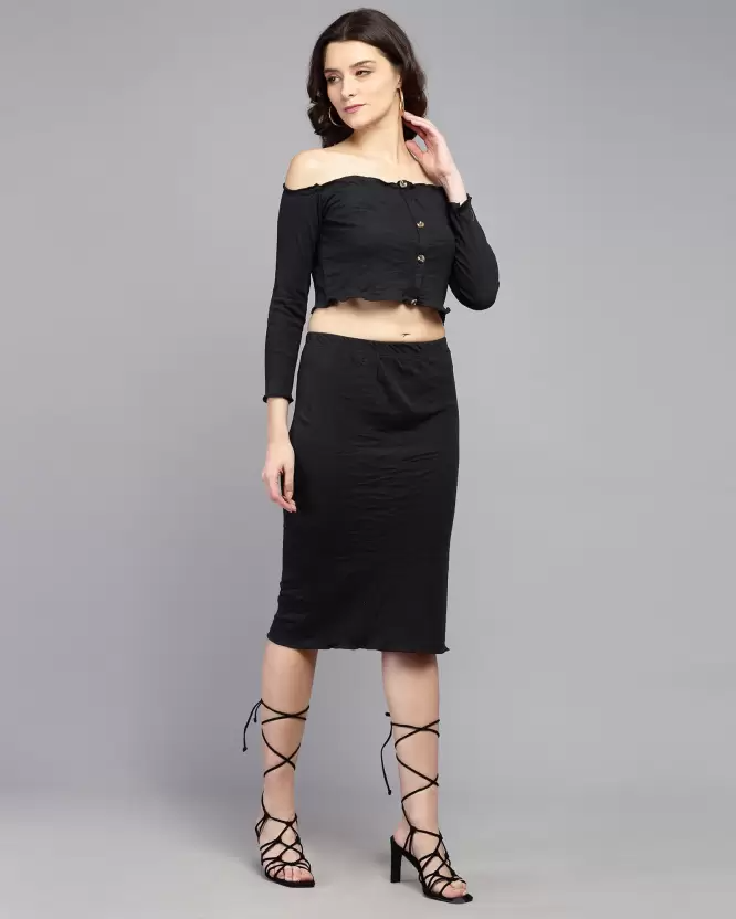 Women Two Piece Dress Black Dress