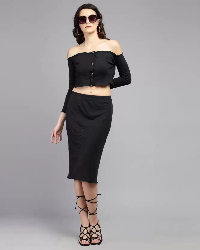 Women Two Piece Dress Black Dress