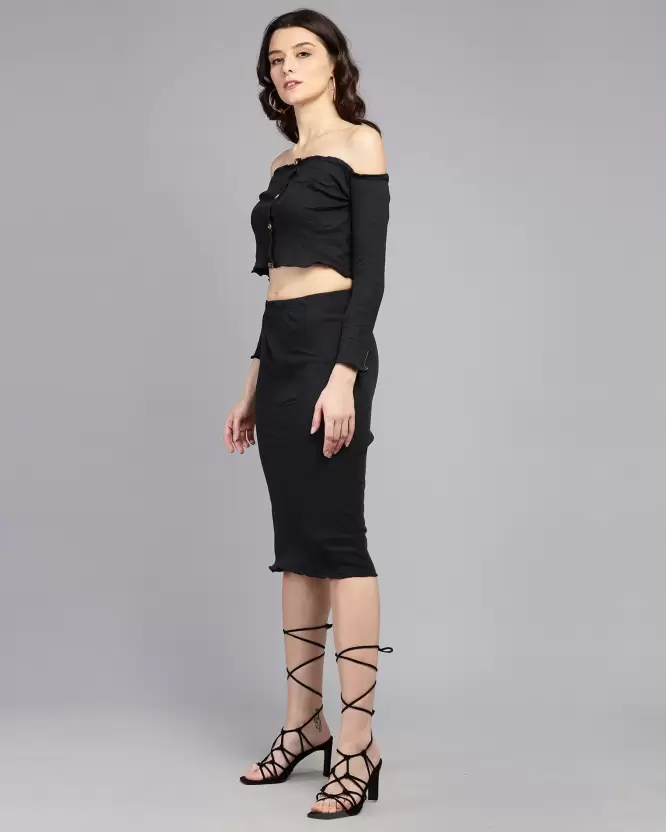 Women Two Piece Dress Black Dress