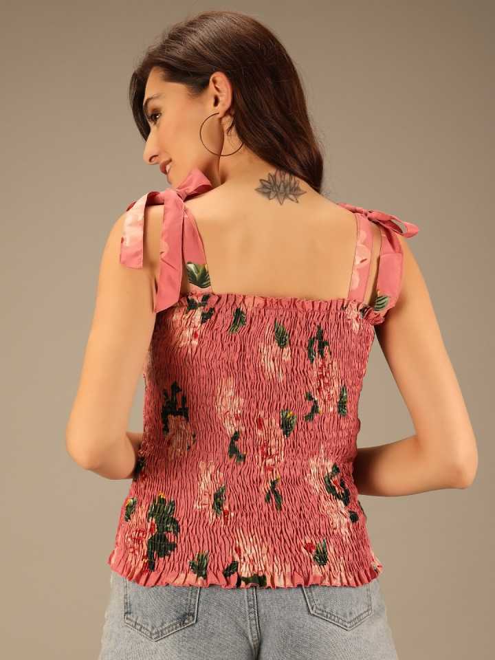 Casual Shoulder Straps Floral Print Women Multicolor Top