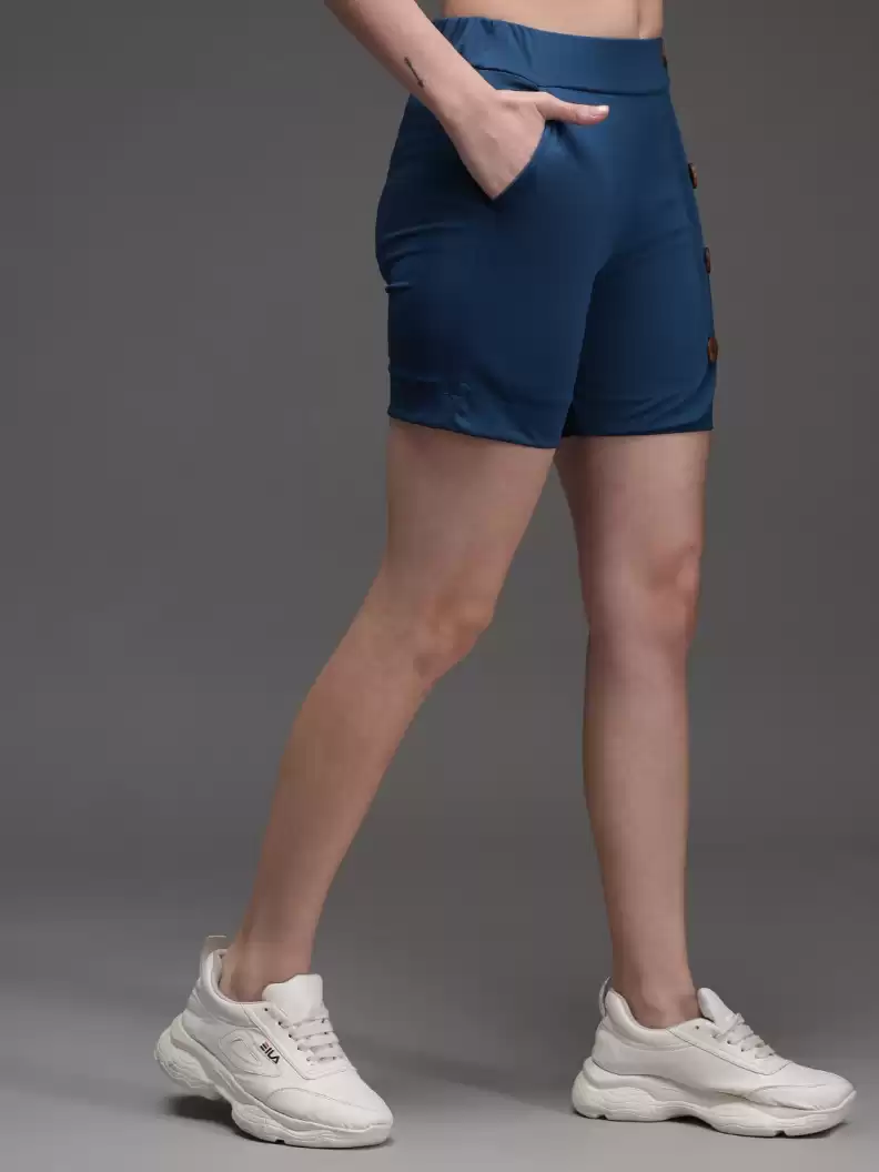 TANDUL  Solid Women Light Blue Casual Shorts