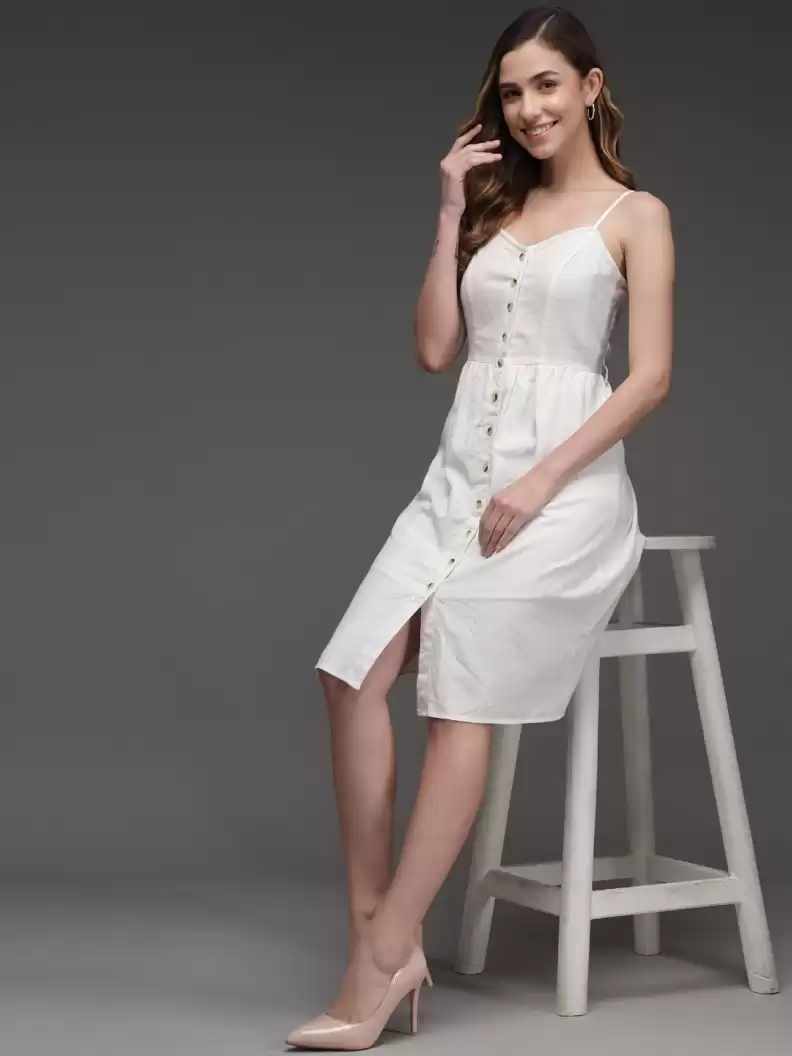 TANDUL  Women Fit and Flare White Dress