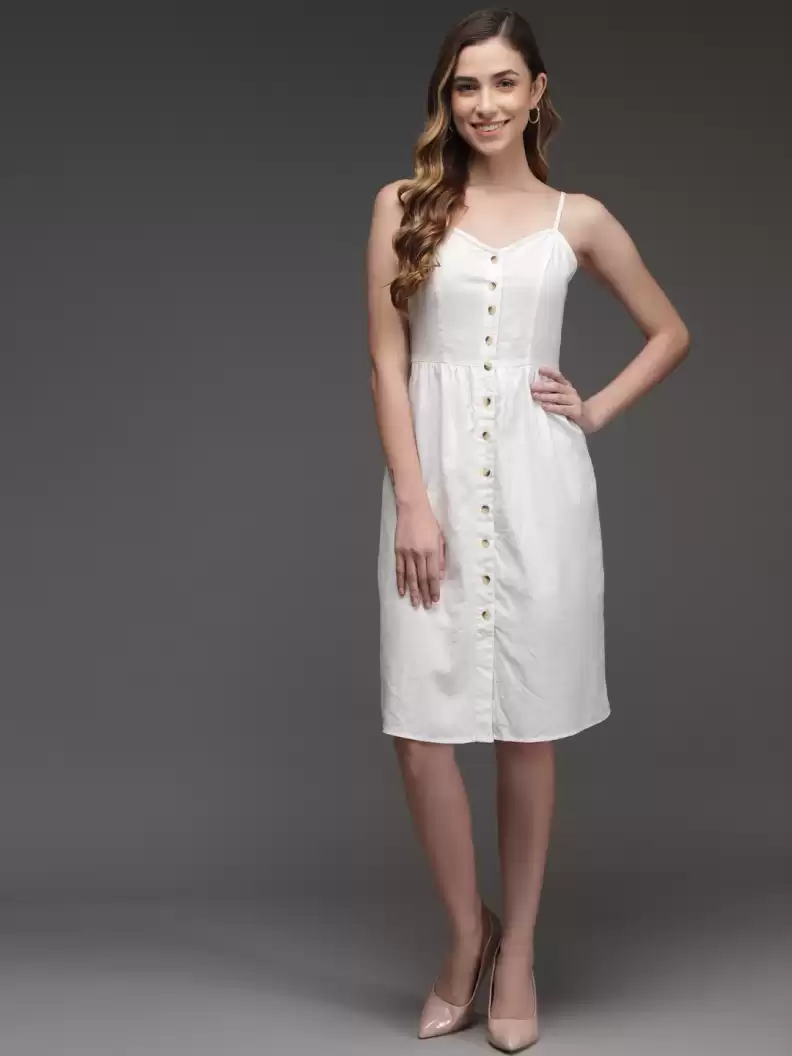 TANDUL  Women Fit and Flare White Dress