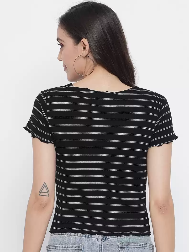 TANDUL  Striped Women Round Neck Multicolor T-Shirt