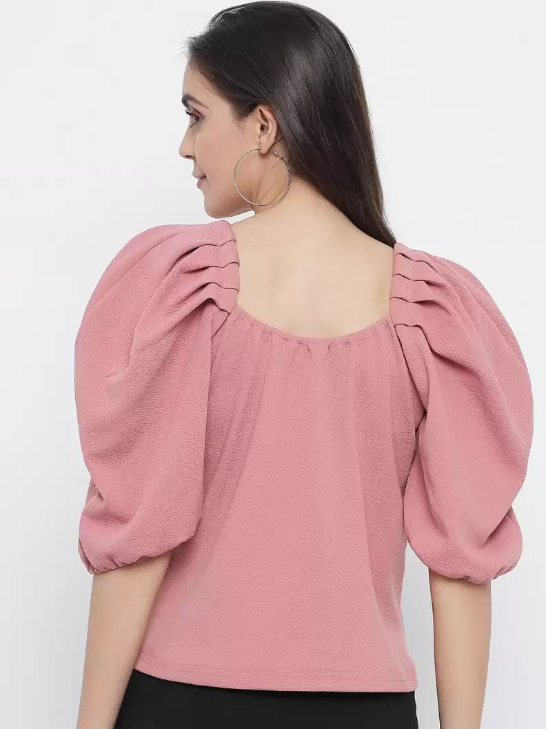 TANDUL  Casual Regular Sleeves Solid Women Pink Top