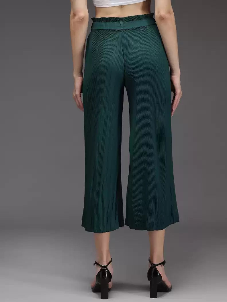 TANDUL  Regular Fit Women Green Georgette Trousers