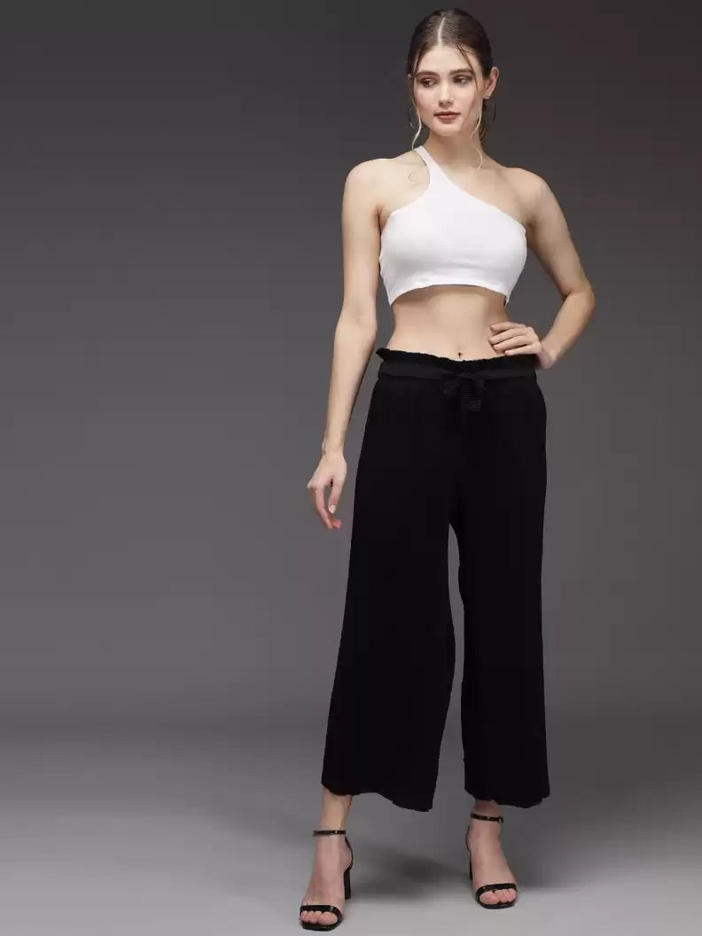 TANDUL  Regular Fit Women Black Georgette Trousers