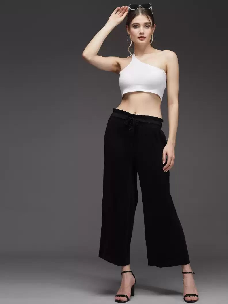 TANDUL  Regular Fit Women Black Georgette Trousers