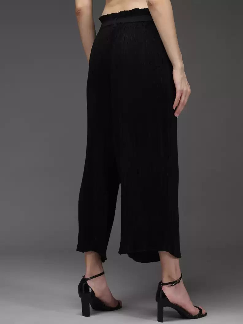 TANDUL  Regular Fit Women Black Georgette Trousers