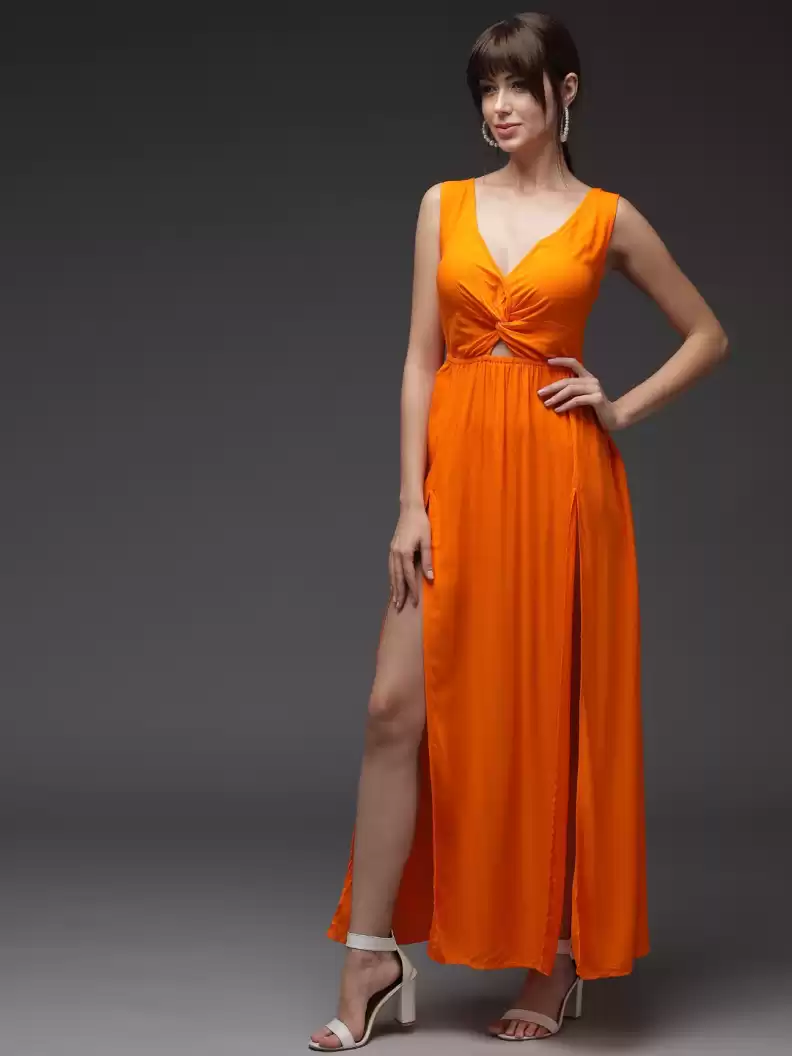 TANDUL  Women Fit and Flare Orange Dress