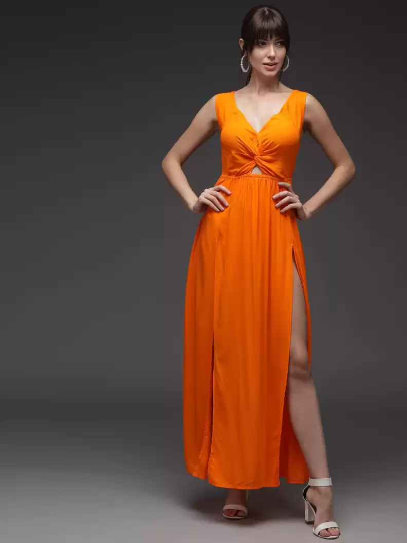 TANDUL  Women Fit and Flare Orange Dress